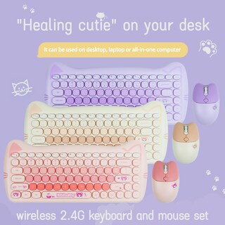 Foto 7 | Foto 7 | Combo De Teclado Y Ratón Tzbbl Cute Cat 2.4g Usb Inalámbrico - Venta Internacional.