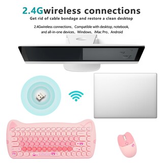 Foto 3 | Foto 3 | Combo De Teclado Y Ratón Tzbbl Cute Cat 2.4g Usb Inalámbrico - Venta Internacional.