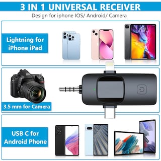 Foto 2 | Foto 2 | Micrófono Lavalier Inalámbrico Ricchi 3 En 1 Para Iphone/android - Venta Internacional.