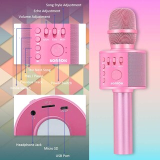 Foto 6 | Foto 6 | Micrófono Para Karaoke Bonaok Inalámbrico Bluetooth Q37 P-ink - Venta Internacional.