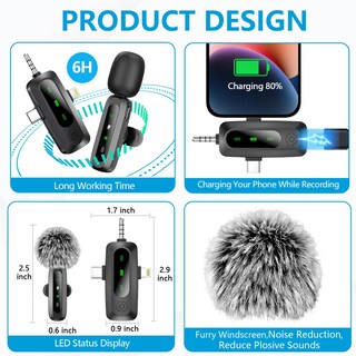 Foto 4 | Foto 4 | Micrófono Lavalier Inalámbrico Utsund 3 En 1 Para Iphone/android - Venta Internacional.