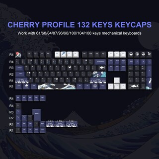 Foto 2 | Foto 2 | Keycaps Xvx Pbt 132 Teclas Great Wave Off Kanagawa Cherry Profile - Venta Internacional.