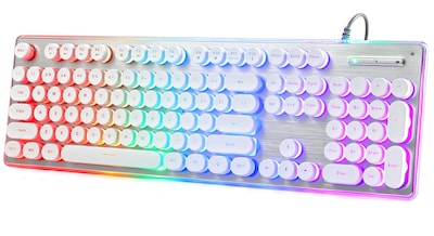 Foto 1 | Foto 1 | Teclado Answk Tipo Máquina De Escribir Panel Metálico 104 Teclas Color Blanco - Venta Internacional.