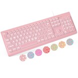 Teclado Sablute Con Letra Grande Retroiluminado Cable Usb Ordenador Portátil Rosa - Venta Internacional.