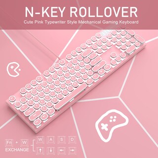 Foto 3 | Foto 3 | Teclado Mecánico Para Juegos Camiysn Typewriter Style Pink - Venta Internacional.