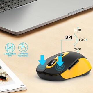 Foto 5 | Foto 5 | Ratón Inalámbrico Acozykitten Para Portátil Pc Mac Chromebook Negro Y Amarillo - Venta Internacional.