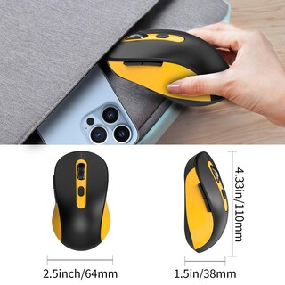Foto 7 | Foto 7 | Ratón Inalámbrico Acozykitten Para Portátil Pc Mac Chromebook Negro Y Amarillo - Venta Internacional.