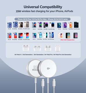 Foto 6 | Foto 6 | Cargador Inalámbrico Ziweo Qi2 Magnético De 15 W Para Iphone 16 Paquete De 2 - Venta Internacional.