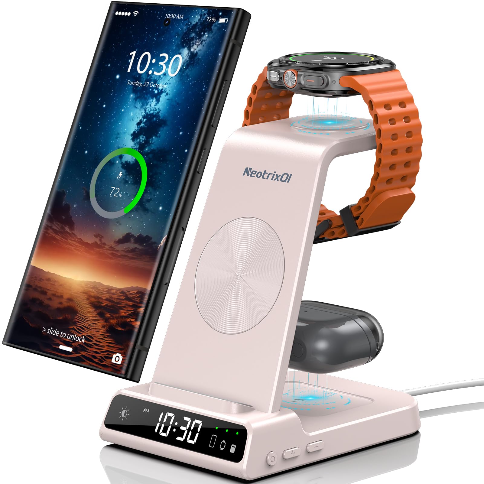 Cargador Inalámbrico Neotrixqi 3 En 1 Para Samsung Galaxy S24 Ultra ...