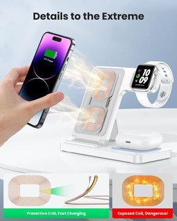 Foto 2 | Foto 2 | Cargador Inalámbrico Dumterr 3 En 1 Para Iphone Con Apple Watch Y Airpods - Venta Internacional.