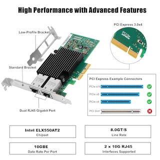 Foto 2 | Foto 2 | Tarjeta De Red Vogzone 10gb Pci-e Nic Para Intel X550-t2 - Venta Internacional.