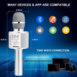Foto 4 | Foto 4 | Micrófono Para Karaoke Bonaok Q37 Inalámbrico Bluetooth Plateado - Venta Internacional.