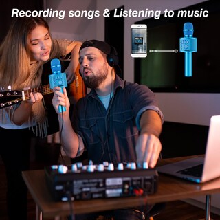 Foto 4 | Foto 4 | Micrófono Karaoke Bonaok Inalámbrico Bluetooth Q37 Azul - Venta Internacional.