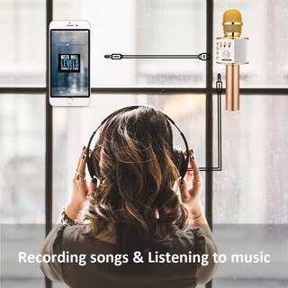 Foto 5 | Foto 5 | Micrófono Para Karaoke Bonaok Inalámbrico Bluetooth Q37 Dorado - Venta Internacional.