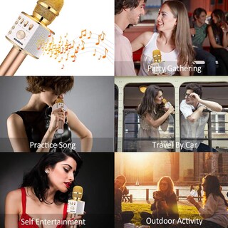 Foto 6 | Foto 6 | Micrófono Para Karaoke Bonaok Inalámbrico Bluetooth Q37 Dorado - Venta Internacional.