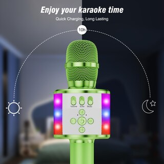 Foto 4 | Foto 4 | Micrófono Para Karaoke Bonaok Q78 Bluetooth Con Luces De Discoteca Color Verde - Venta Internacional.