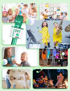 Foto 6 | Foto 6 | Micrófono Para Karaoke Bonaok Inalámbrico Bluetooth Q37 Verde - Venta Internacional.