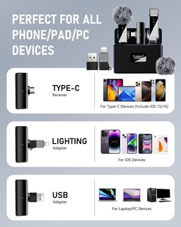 Foto 2 | Foto 2 | Micrófono Lavalier Inalámbrico Zerfun Para Iphone/android/pc - Venta Internacional.