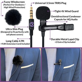 Foto 5 | Foto 5 | Kit De Micrófono Con Solapa Lavalier Purple Panda Dual Interview - Venta Internacional.
