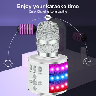 Foto 4 | Foto 4 | Micrófono De Karaoke Bonaok Bluetooth Inalámbrico Q78 Con Led Plateado - Venta Internacional.