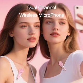 Foto 2 | Foto 2 | Micrófono Inalámbrico Con Solapa Lavalier Lizhuzhong Para Iphone Color Rosa - Venta Internacional.