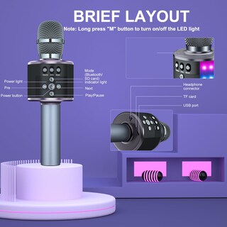 Foto 3 | Foto 3 | Micrófono De Karaoke Bonaok Bluetooth Inalámbrico Q78 Con Luces Led - Venta Internacional.
