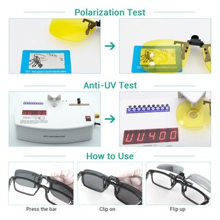 Foto 5 | Foto 5 | Gafas De Sol Plegables Con Clip Wangly Polarizadas Unisex Con Lente Amarilla - Venta Internacional.
