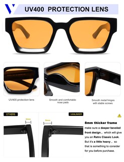 Foto 5 | Foto 5 | Gafas De Sol Vanlinker Vintage Thick Square Vl9731 Black - Venta Internacional.