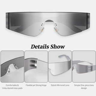 Foto 5 | Foto 5 | Gafas De Sol De Moda Milramtob Futuristic Wrap Around Y2k - Venta Internacional.