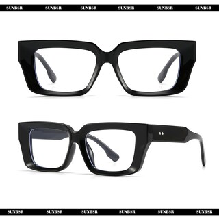 Foto 3 | Foto 3 | Gafas Con Bloqueo De Luz Azul Sunbsr Retro Cuadradas Negras - Venta Internacional.