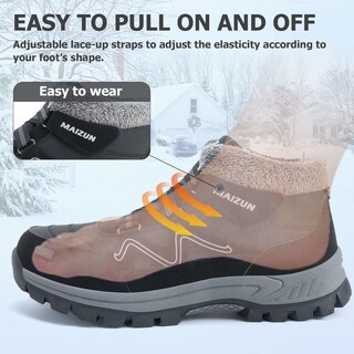 Foto 4 | Foto 4 | Botas De Invierno Moodeng  Casuales  Para Nieve  Piel Cálida  Senderismo  Hombre  Color Negro - Venta Internacional.