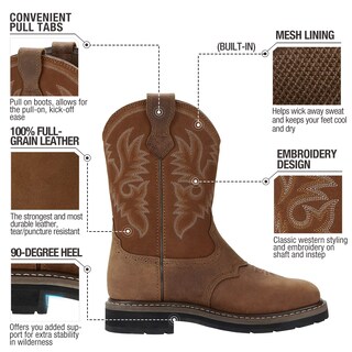 Foto 3 | Foto 3 | Botas De Trabajo Hisea Ningo Para Hombre Estilo Vaquero Vaquero Punta De Acero Piel - Venta Internacional.