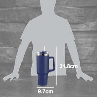 Foto 6 | Foto 6 | Termo Acero Inoxidable Vanow 40oz Con Popote Azul Oscuro