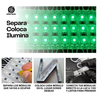 Foto 5 | Foto 5 | 20 Módulos Verde Directos 110v 2835 Conexión Directa Alta Iluminación Led Letreros Manualidades Respiraciones Negocio Ip65