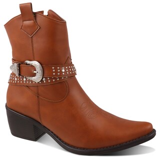 Foto 2 | Foto 2 | Bota Vaquera Dama Dominiq Modelo 1162 Marrón Hebilla Y Estoperoles