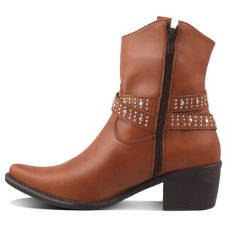 Foto 3 | Foto 3 | Bota Vaquera Dama Dominiq Modelo 1162 Marrón Hebilla Y Estoperoles