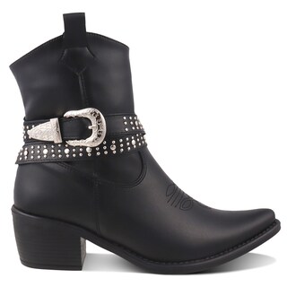 Foto 1 | Foto 1 | Bota Vaquera Dama Dominiq Modelo 1162 Negro Hebilla Y Estoperoles