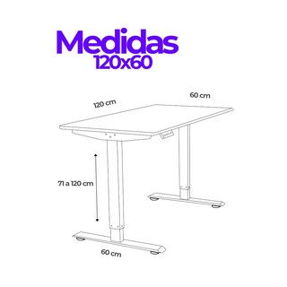 Foto 7 | Foto 7 | Escritorio Estandar Altura Ajustable Electrico Randu Negro Tablero 120x60 25mm Mad. Clara