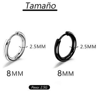 Foto 2 | Foto 2 | Aretes Xtellar De Acero Inoxidable Para Hombre Estilo Piercing Arracada En Argolla De 8mm - Pack De 2 Pares