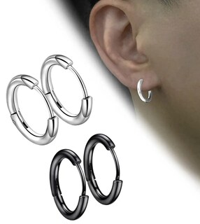 Foto 3 | Foto 3 | Aretes Xtellar De Acero Inoxidable Para Hombre Estilo Piercing Arracada En Argolla De 8mm - Pack De 2 Pares