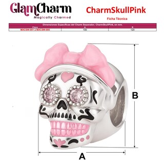 Foto 5 | Foto 5 | Charm Sugar Skull Rosa Brillante Ventdepot Mxcsw-003 3 Piezas Plata S925 Chapa Multicolor
