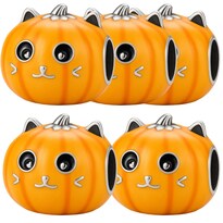 Charm Metálico Gato Calabaza Cute Ventdepot Mxcpy-005 5 Piezas Plata S925 Chapa Multicolor