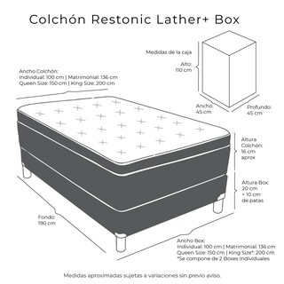Foto 6 | Foto 6 | Colchón Restonic Lather King Size + Box Dicasa + Sábanas Royal
