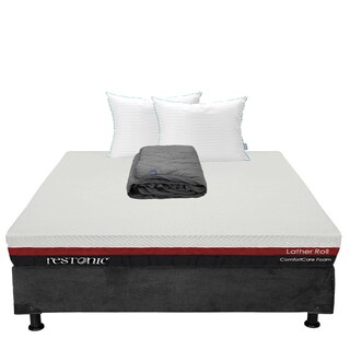 Foto 1 | Foto 1 | Colchón Restonic Lather Matrimonial + Box Dicasa + Almohada Royal Twin + Protector Lux