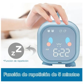 Foto 4 | Foto 4 | Reloj Despertador Digital Led Mesa Alarma Azul Claro Dinosaurio