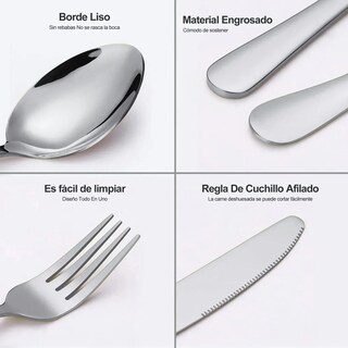 Foto 2 | Foto 2 | Juego De Cubiertos De Cuchillo Tenedor Y Cuchara 30 Piezas Plata