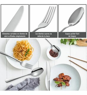 Foto 3 | Foto 3 | Juego De Cubiertos De Cuchillo Tenedor Y Cuchara 30 Piezas Plata
