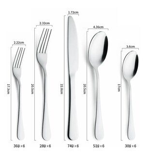 Foto 4 | Foto 4 | Juego De Cubiertos De Cuchillo Tenedor Y Cuchara 30 Piezas Plata