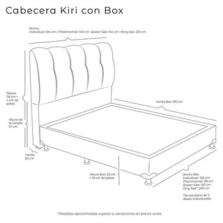 Foto 5 | Foto 5 | Cabecera Dicasa Kiri + Box Color Gris Ash Individual