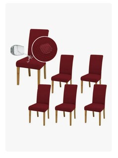 Foto 1 | Foto 1 | 6 Fundas De Sillas Elásticas Premium Protector De Sillas Color Vino